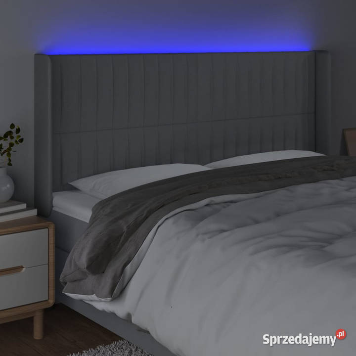 Zagłówek do łóżka z LED jasnoszary 163x16x118128 Ramy i stelaże mazowieckie Warszawa sprzedam
