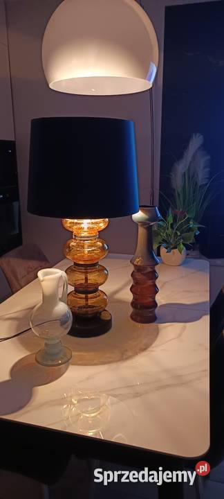 Duża miodowa jednopunktowa szklana lampa Chorzów