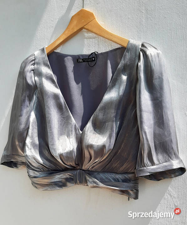 ZARA elegancka nowa krótka bluzka z połyskiem Rozmiar 38(M) Bluzki i koszule Warszawa sprzedam