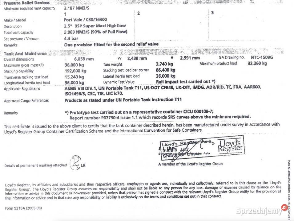 ISO tank kontenery cysterny chemiczne poj 25000 Oleśnica sprzedam