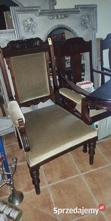 Fotel Eklektyk z podłokietnikami Welur pasy i Meble Gdańsk