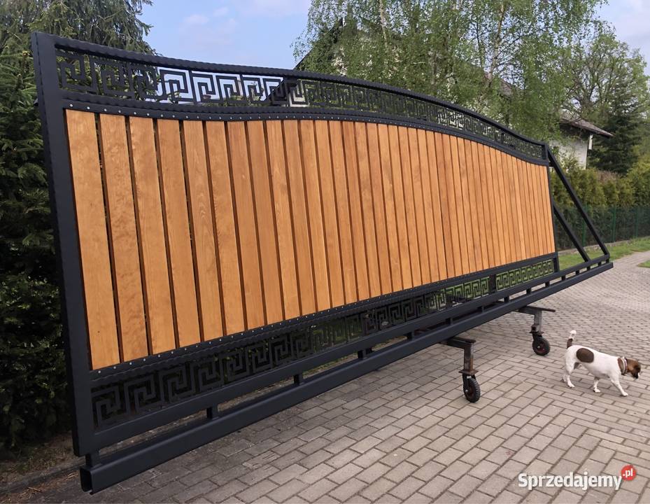 Brama wjazdowa przesuwna drewno metal kuta metal Szczecin sprzedam