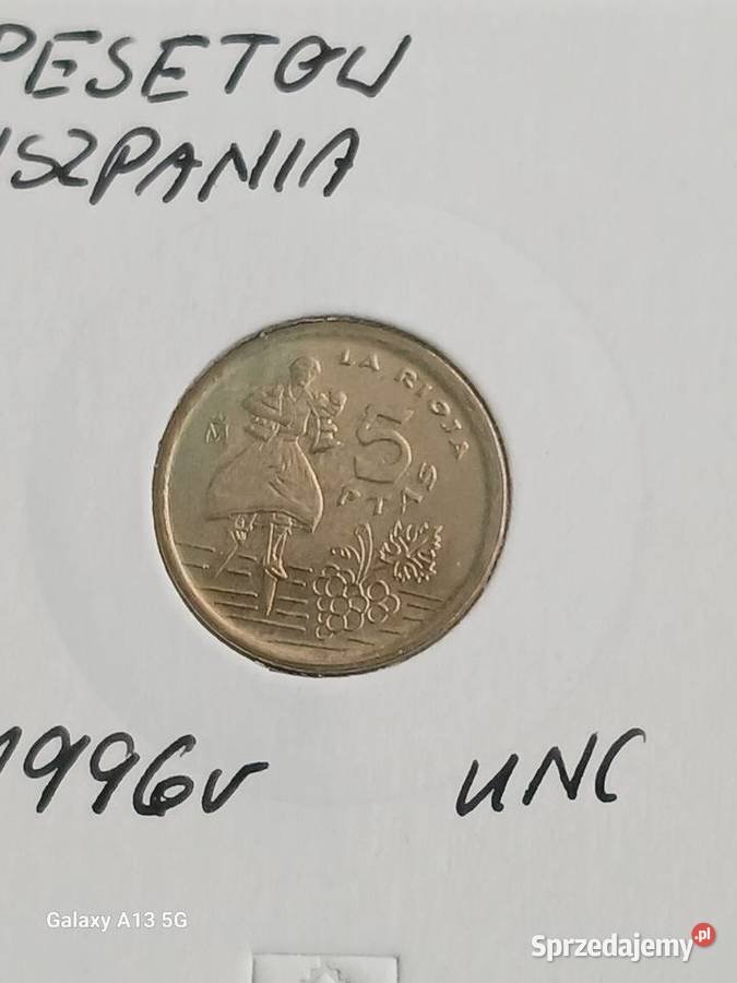 5 Pesetów Hiszpania 1996 r UNC wielkopolskie Konin