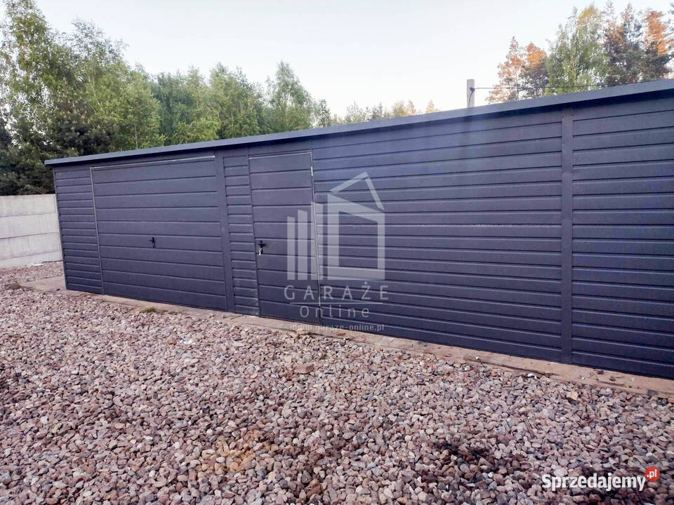 GARAŻ BLASZANY 15m x 6m spad tył Brama uchylna Miastko