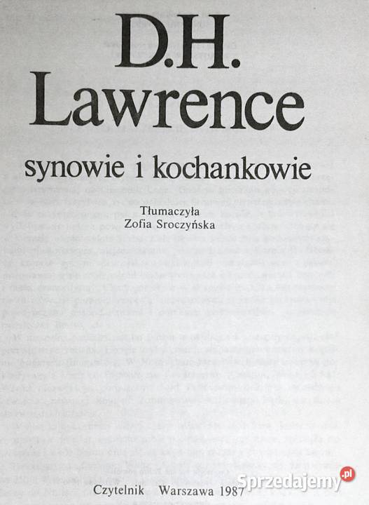 Synowie i kochankowie David Herbert Lawrence Książki i Podręczniki Chełm