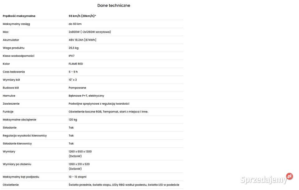 Hulajnoga Elektryczna Hiley Tiger GTR Flame Red Żory