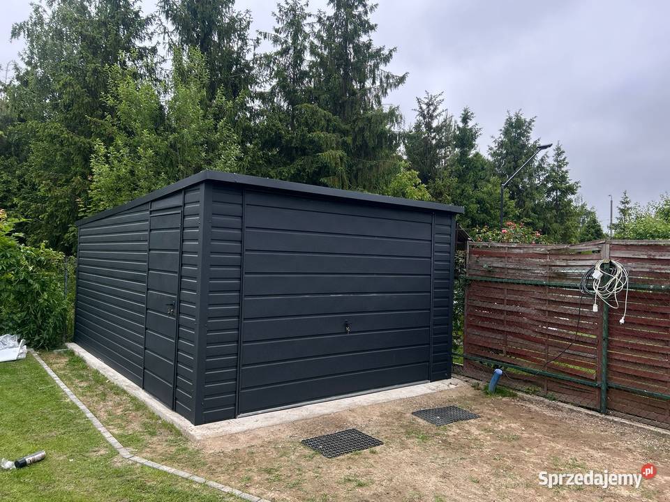 Garaż Blaszany Blaszak 35x5 Spad na tył Ciemny