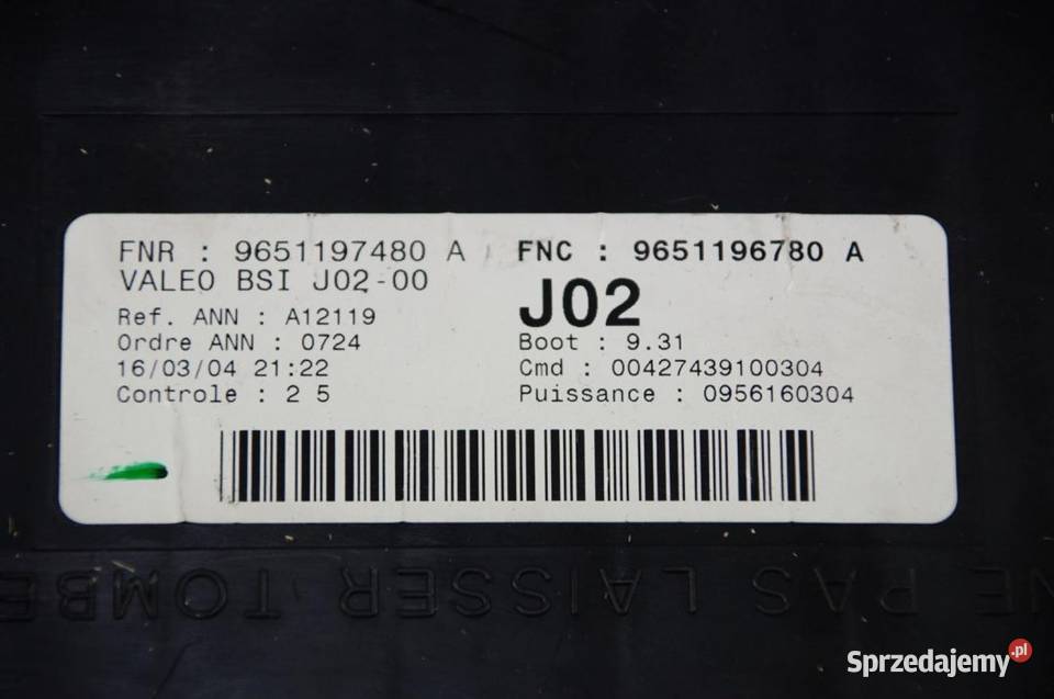 SKRZYNKA BEZPIECZNIKÓW 96151196780A PEUGEOT 307 osobowe kujawsko-pomorskie Lipno sprzedam