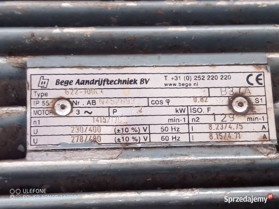 Silnik elektryczny z przekładnią 22kw 230400v Skopanie