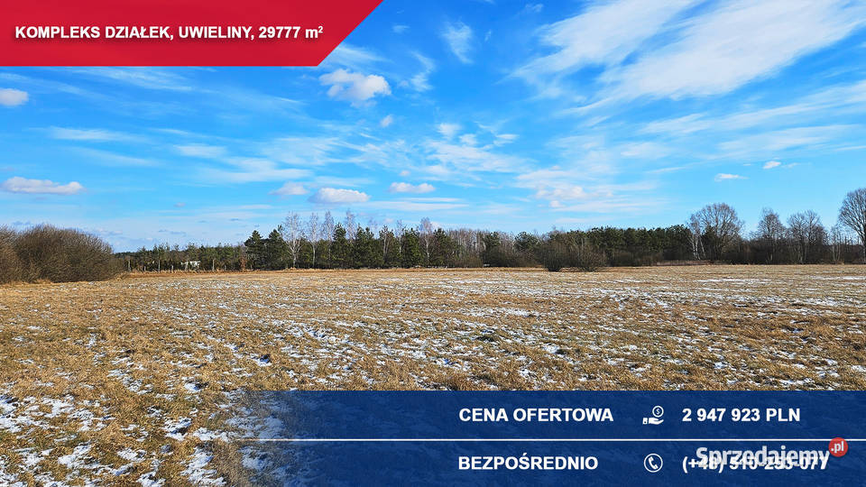 Kompleks 21 działek budowlanych 3ha Uwieliny gm 29777m2 mazowieckie