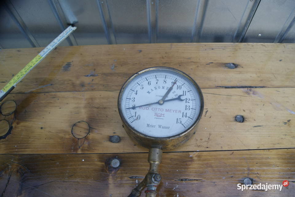STARY DUŻY MANOMETER FABRIKMARKEJ ZEGAR DZIAŁA Rybnik