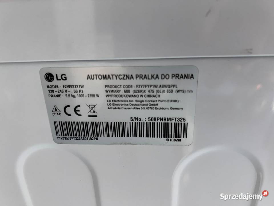 Pralka LG Vivace F2W9S721W Slim 9 1200obrmin Warszawa