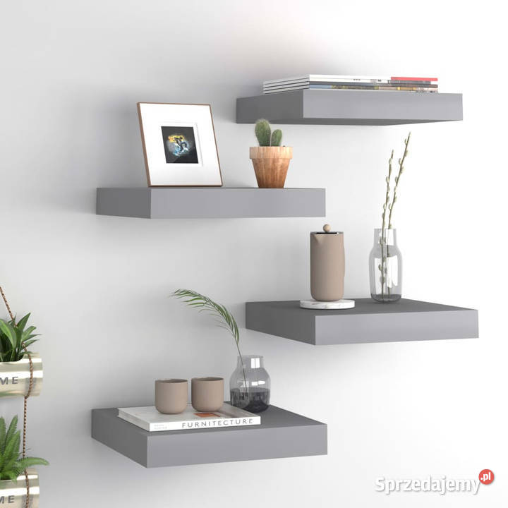 Półki ścienne 4 szare 23 x 235 x 38 MDF WM323846
