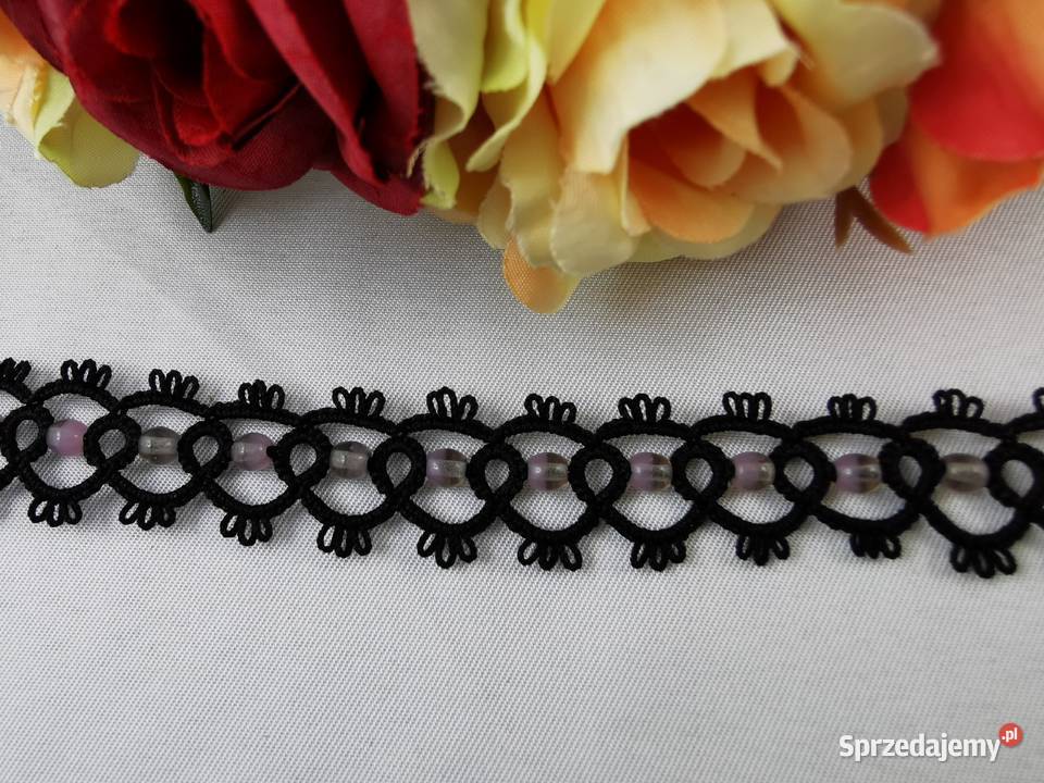 Bransoletka frywolitkowa Wiśniowa