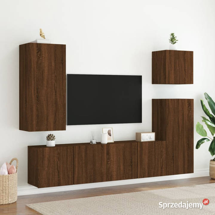 Ścienna szafka TV brązowy dąb 405x30x90 WM836930 Warszawa