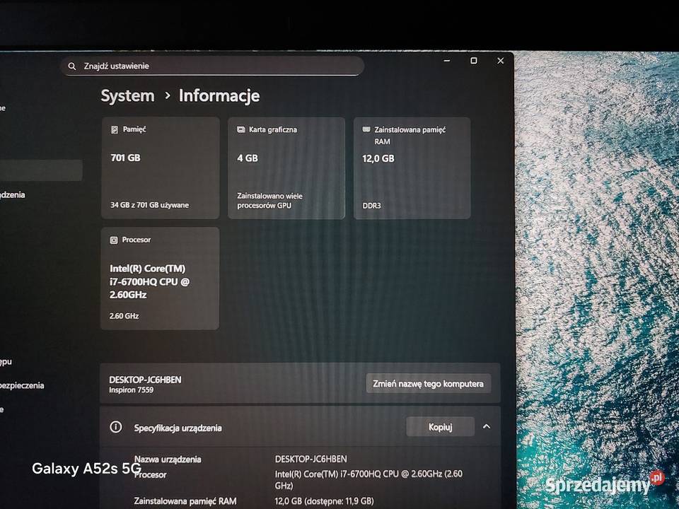 Dell inspiron 7559 12GB Dell Wielbark