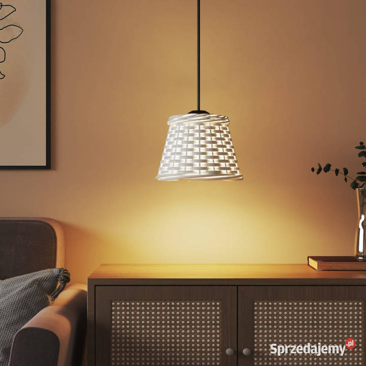 Klosz do lampy wiszącej biały 15x12 wiklina sprzedam