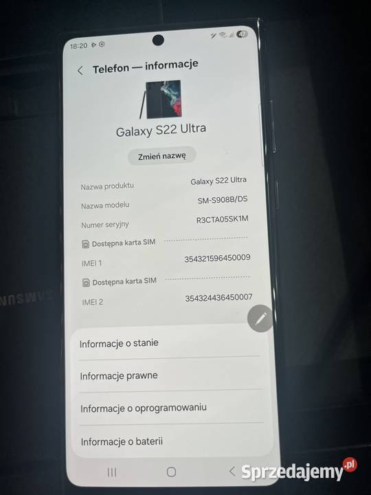 Samsung Galaxy S22 Ultra 256 GB śmieje się z Przeczyce