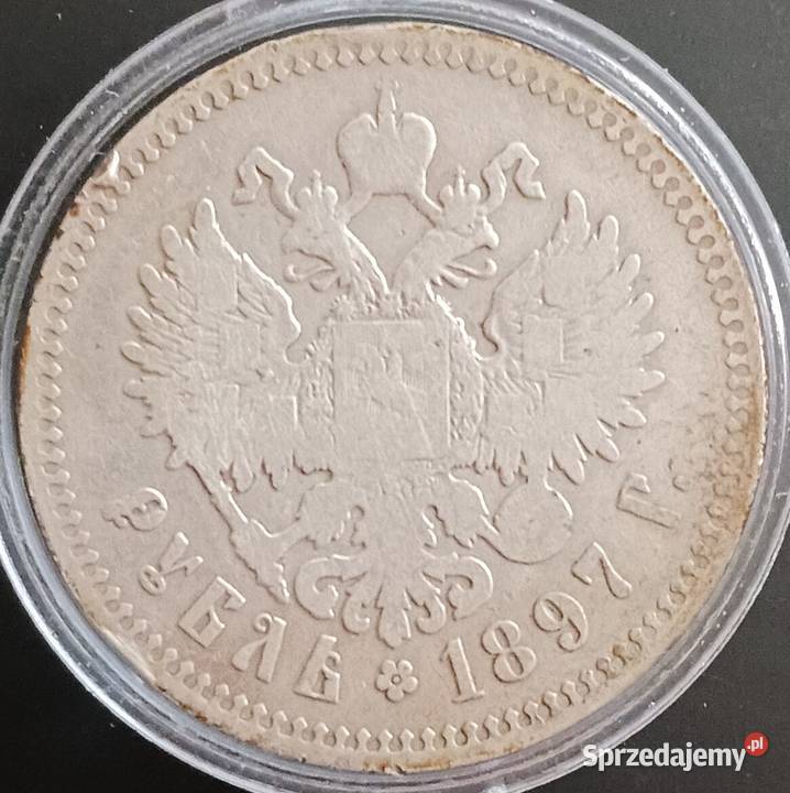 1 Rubel Rosja Carska 1897 r Mikołaj II Romanow Numizmatyka wielkopolskie Konin