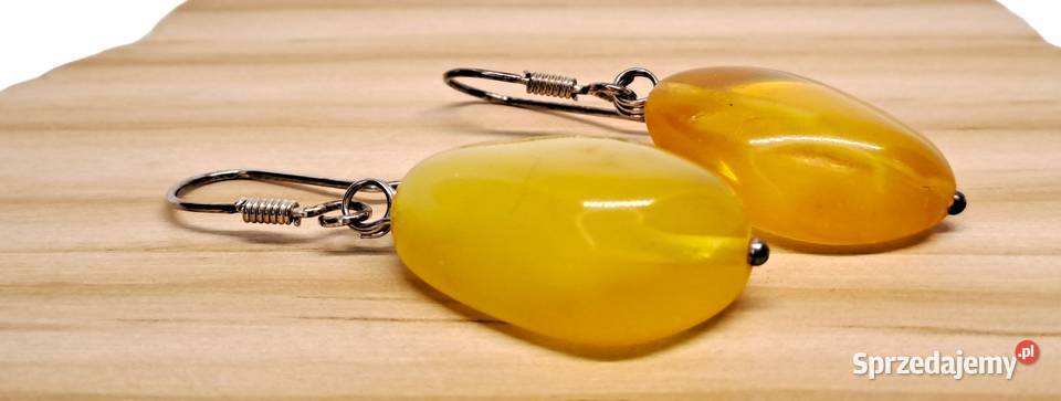 Kolczyki z BURSZTYNU bursztyn bałtycki bryłki Warszawa