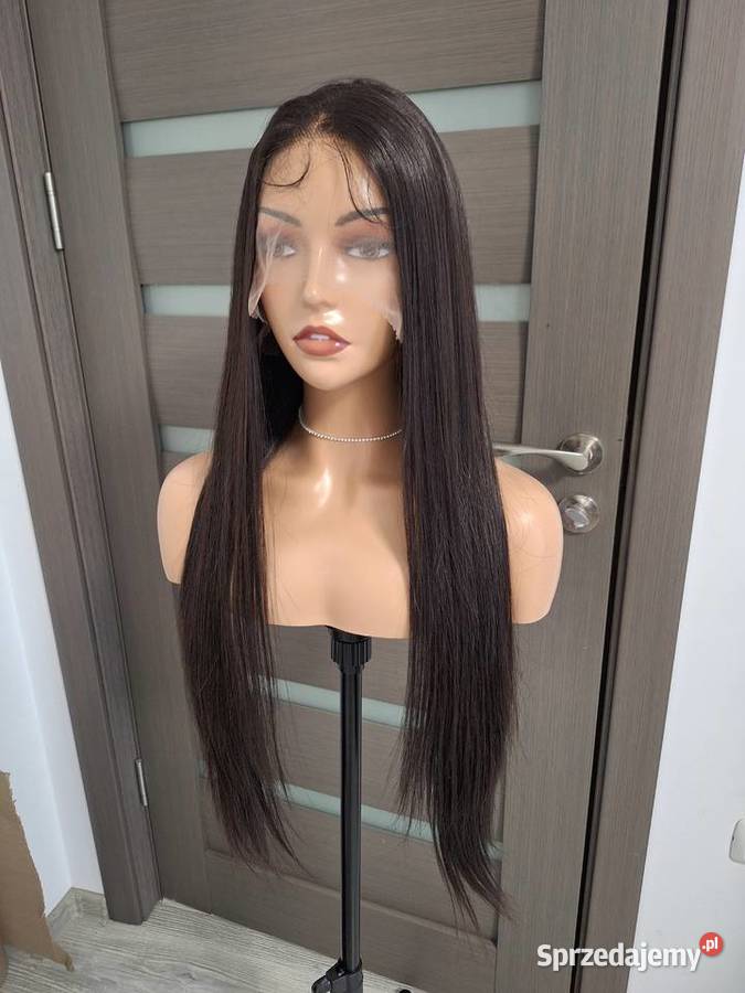 Długa ciemnobrązowa peruka z koronką z przodu pomorskie sprzedam