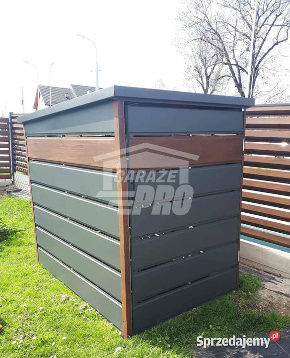 Wiata śmietnikowa spad tył 13x2m zielona drewno