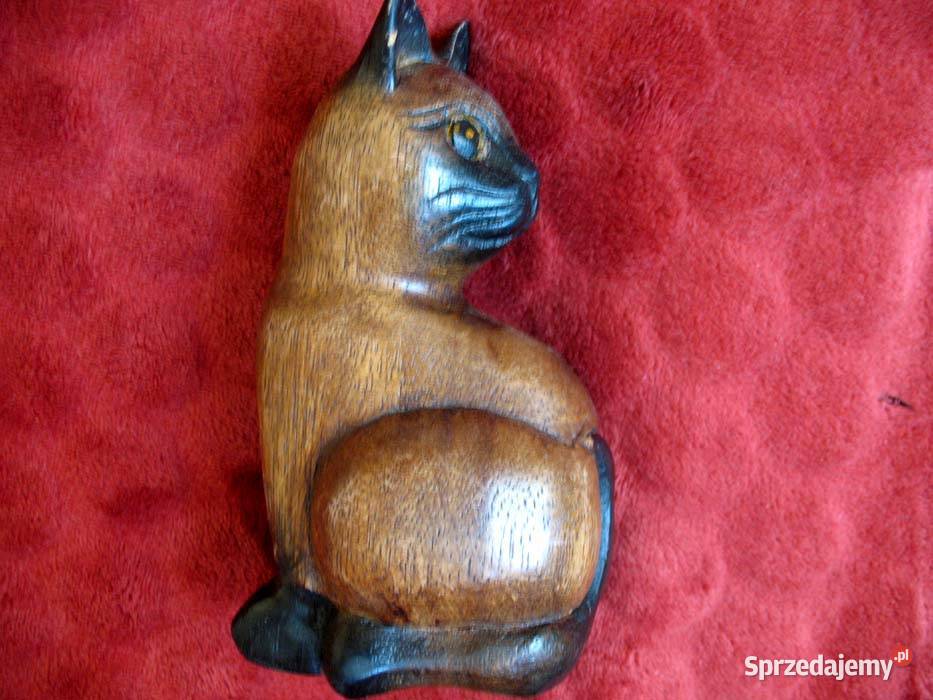 KOT Drewno Stara Figurka rzeźba Indonezja 16 x 7 sprzedam