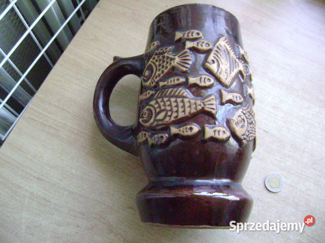Starocie z PRL Wędkarstwo Kufel ceramiczny 1 Gdynia