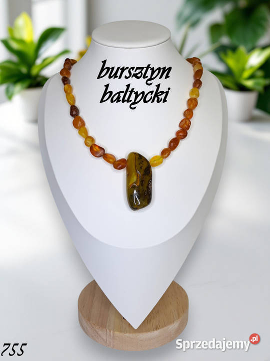 Korale bursztyn bałtycki bryłki koniakowe