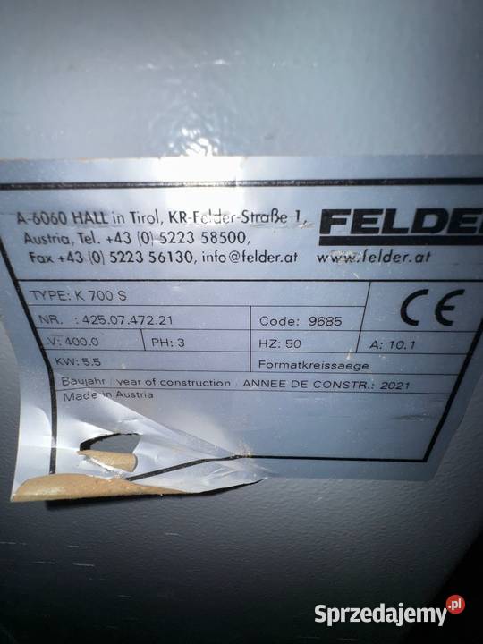 Piła Formatowa Felder K 700 2021 r Nowy Sącz