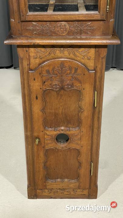 Rzeźbiona dębowa obudowa zegara stojącego Gryfice