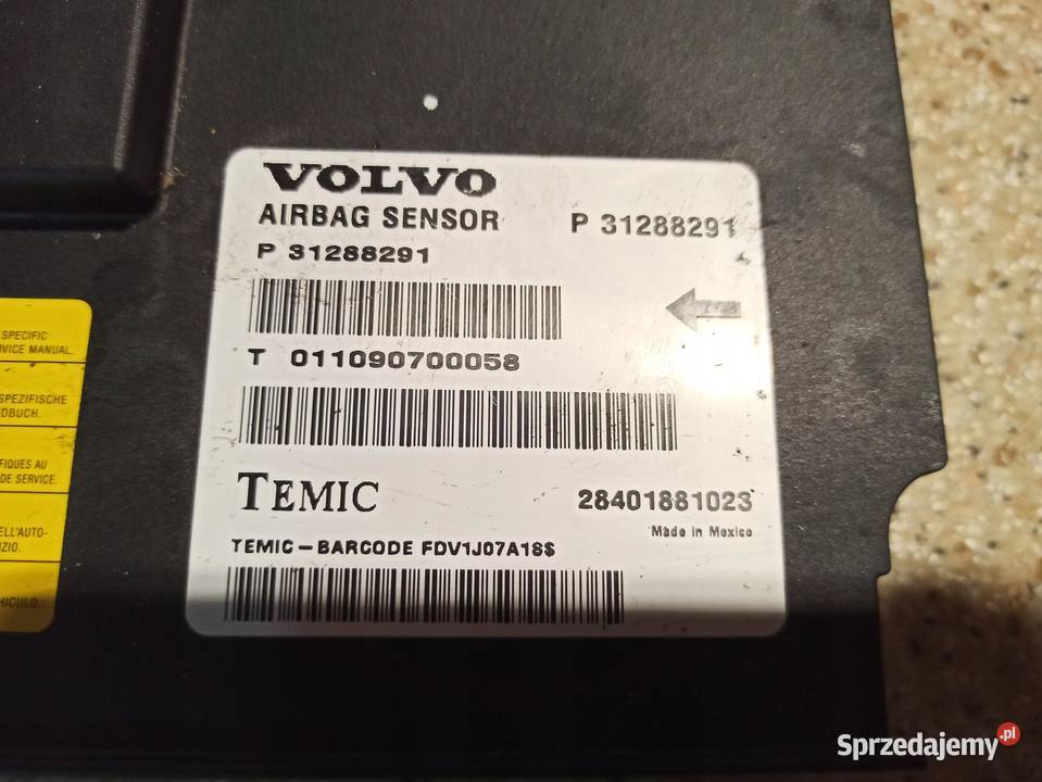 VOLVO S80 II V70 SENSOR PODUSZEK AIRBAG 31288291