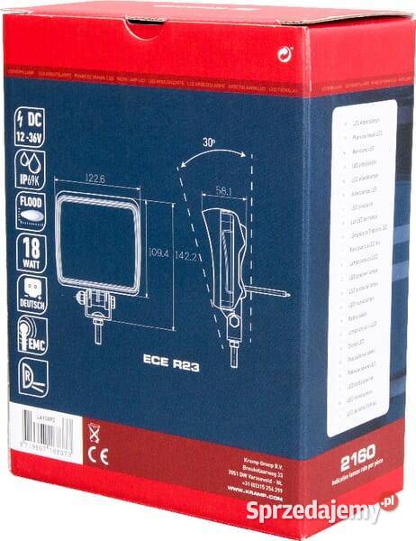 Lampa robocza LED kwadratowa 18W 2160lm 1236V z Kamionna