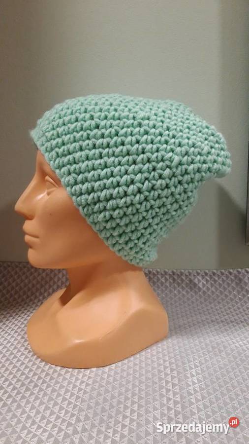Czapka smerfetka beanie seledyn handmade Moda i Styl Wrocław