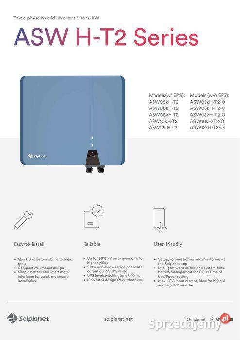 SOLPLANET ASW08kHT2 8 kW trójfazowy falownik