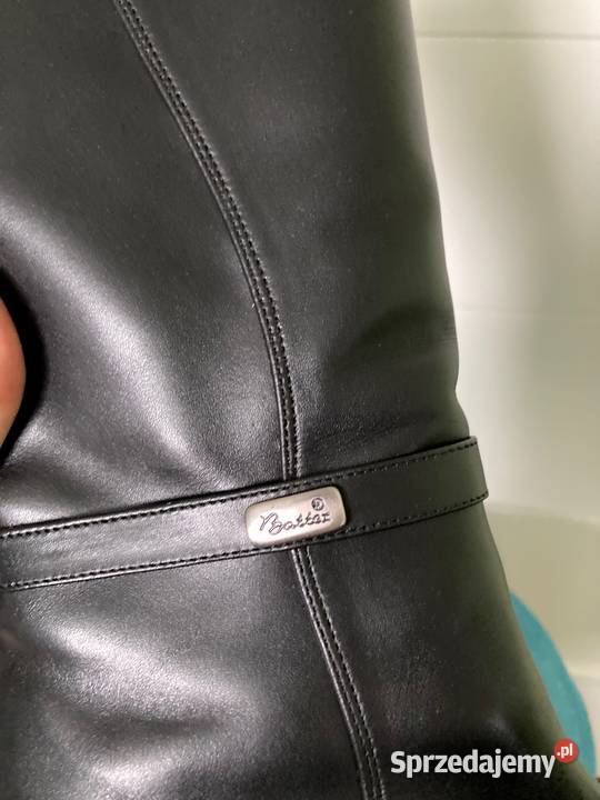 Skórzane polskie czarne kozaki Battex kożuszek podkarpackie