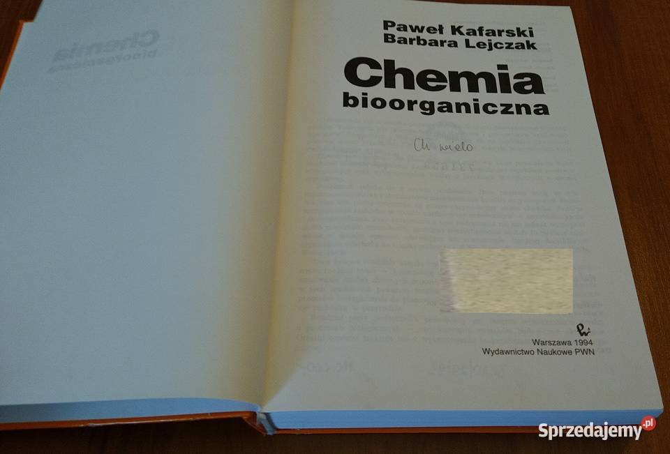 Chemia Bioorganiczna Barbara Lejczak Paweł Książki i Podręczniki Gdańsk