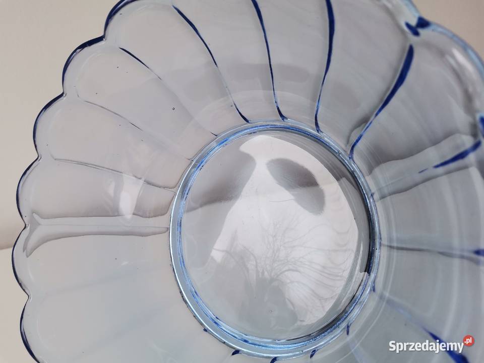 Stara niebieska misa szkło Art Deco Katowice