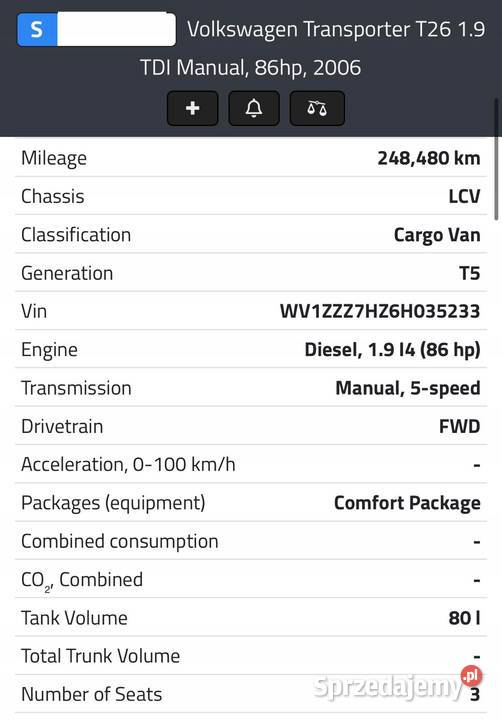 SILNIK KOMPLET VW Transporter T5 19 TDI 85 lubelskie sprzedam