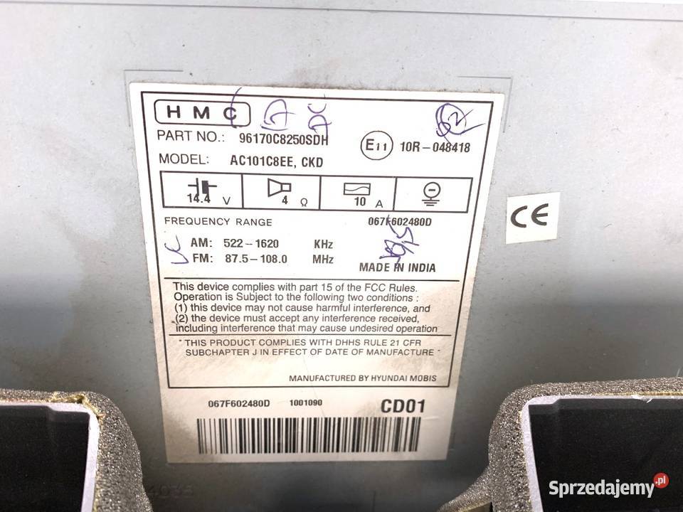 RADIO HYUNDAI i20 II 96170C8250SDH ODTWARZACZ