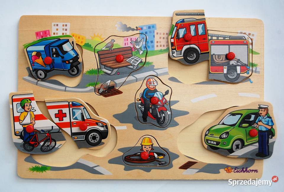 Puzzle drewniane dzieci Eichhorn pojazdy