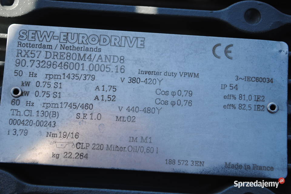 Motoreduktor 075kw 379obrmin Firmy SEW Pozostałe