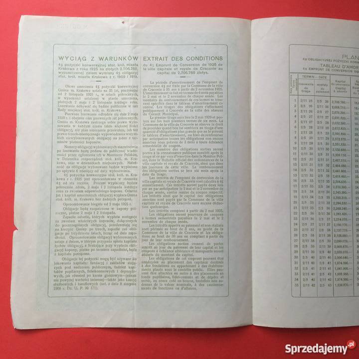 159 Obligacja Kraków 1929 r sprzedam