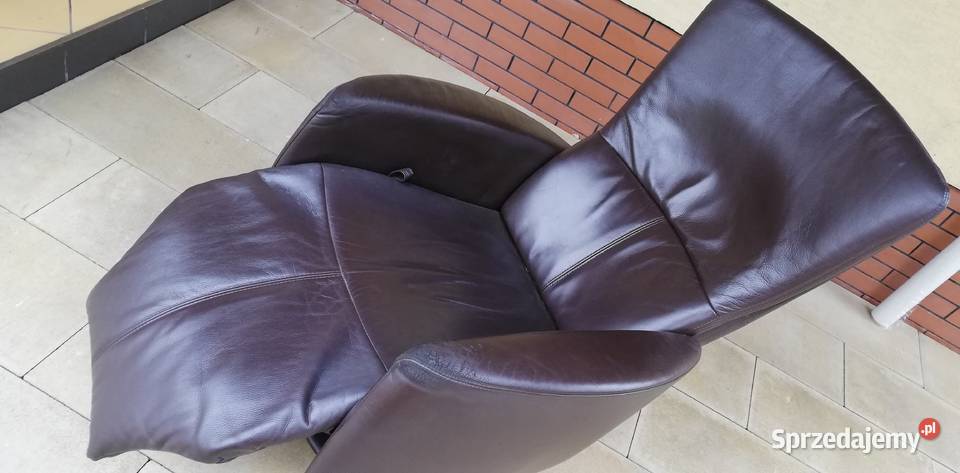 Fotel ze skóry naturalnej kręcony relaks Fotele i pufy