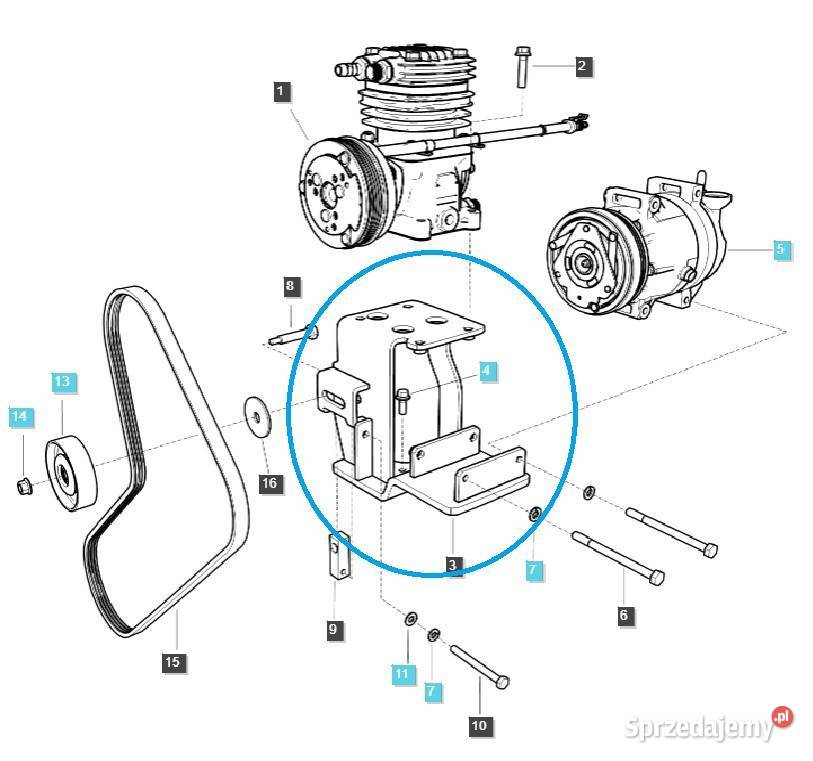 Uchwyt mocowanie kompresora TRG865 LS Tractor Tajęcina