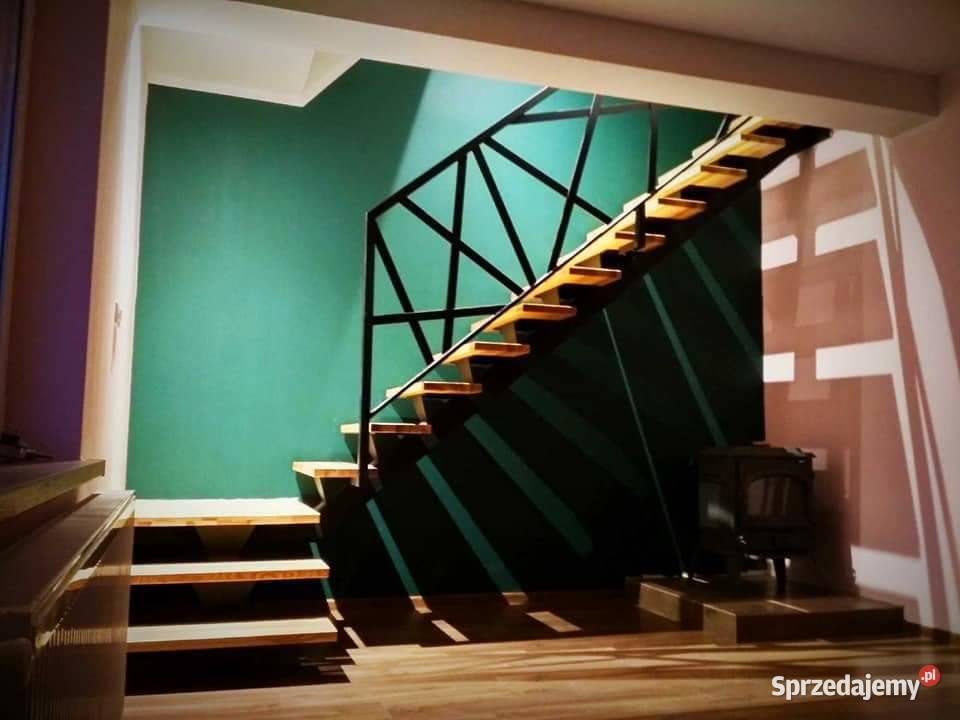 Schody konstrukcja metalowa plus stopnie dąb Częstochowa