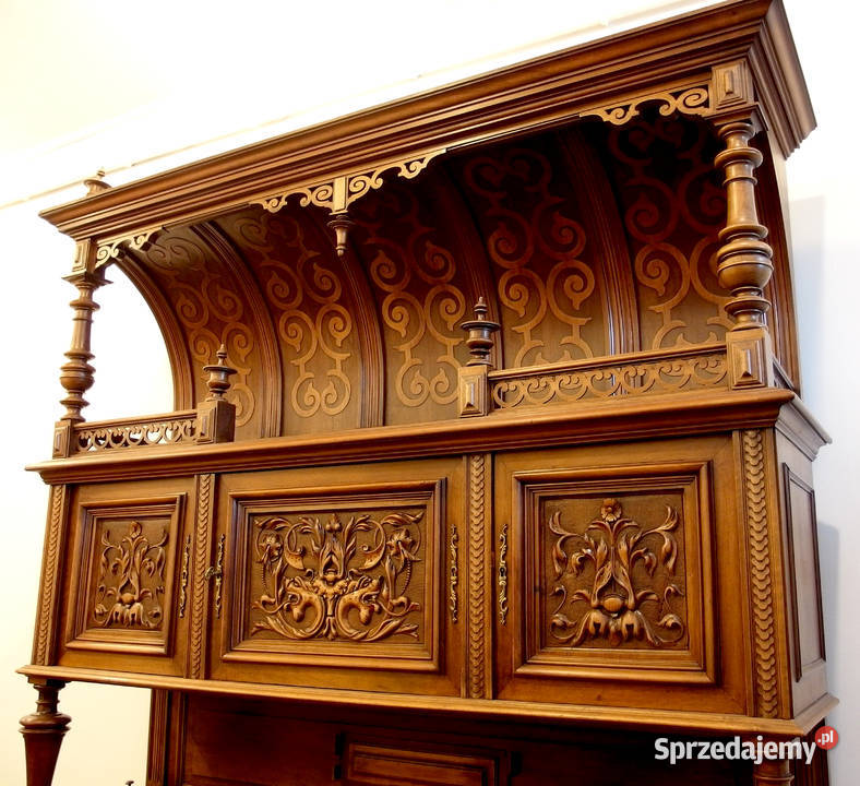 Antyki kredens neorenesansowy orzechowy