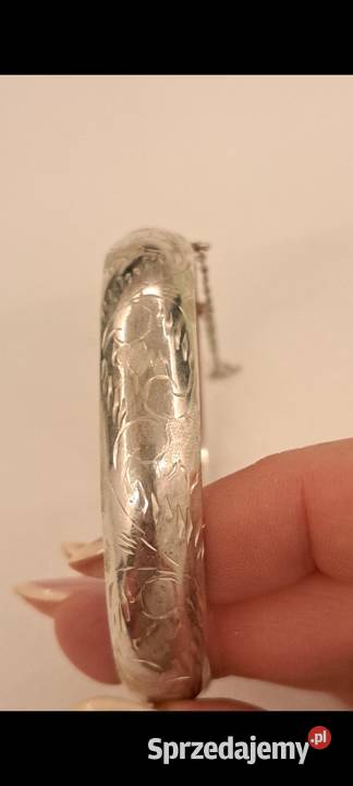 Bransoletka srebrna sztywna grawerowana srebro mazowieckie Radom sprzedam