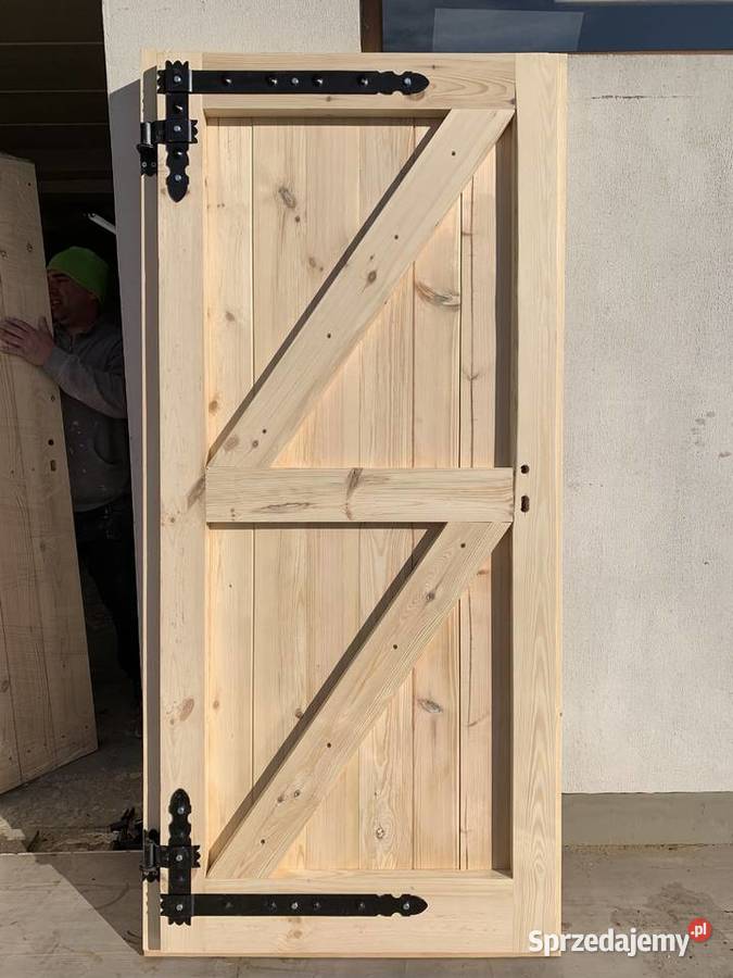 DRZWI GARAŻOWE LITE DREWNIANE sosnowe z Brodnica sprzedam
