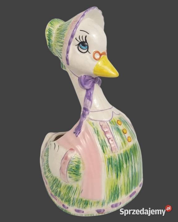 Vintage Ceramiczna gęś kaczka osłonka pojemnik Porcelana i szkło Bronisze